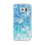 Phone Case Blue Leaf Embossed Full-body Soft Drop Resistance Protective Phone Cover for Samsung