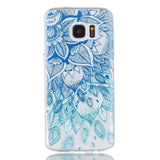Phone Case Blue Leaf Embossed Full-body Soft Drop Resistance Protective Phone Cover for Samsung