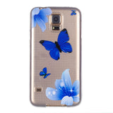 Phone Case Blue Butterfly Embossed Full-body Soft Drop Resistance Protective Phone Cover for Samsung
