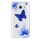 Phone Case Blue Butterfly Embossed Full-body Soft Drop Resistance Protective Phone Cover for Samsung
