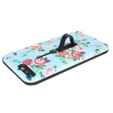 Floral Pattern Embossment Phone Case Slim Fit Hard Case Shockproof Anti-scratch Phone Cover Case with Kickstand and Rubber Strap for iPhone