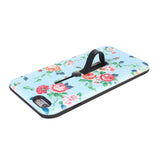 Floral Pattern Embossment Phone Case Slim Fit Hard Case Shockproof Anti-scratch Phone Cover Case with Kickstand and Rubber Strap for iPhone