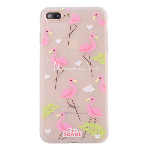 Fashion Pink Flamingo Leaves Matte Soft Ultrathin TPU Case Phone Case Shell for iPhone 7 Plus