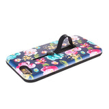 Floral Pattern Embossment Phone Case Slim Fit Hard Case Shockproof Anti-scratch Phone Cover Case with Kickstand and Rubber Strap for iPhone X