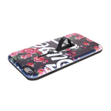 Floral Pattern with Kickstand and Rubber Strap for iPhone